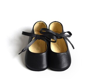Leather Baby Mary Janes, Black Bow Shoes, Newborn Gift