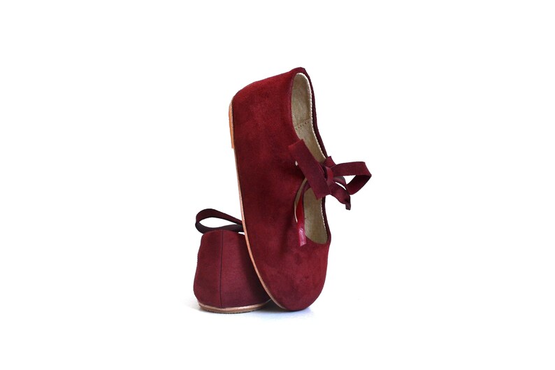 Toddler Girl Suede Leather Mary Jane Red Shoes With Hard Sole