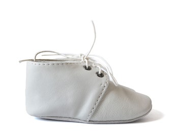 Handgemaakte leren baby-oxfords, zachte zoolschoenen