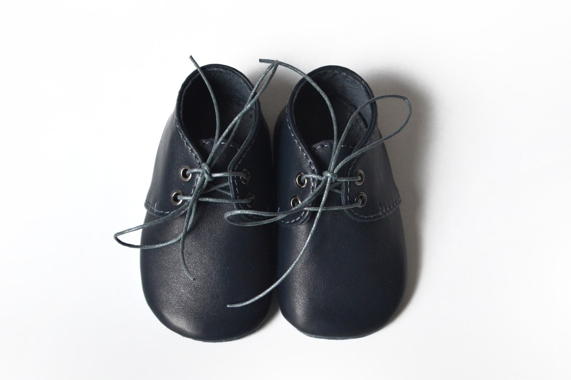 Navy Blue Baby Shoes, Baby Boy Leather Shoes, Baby Boy Oxfords, Soft ...