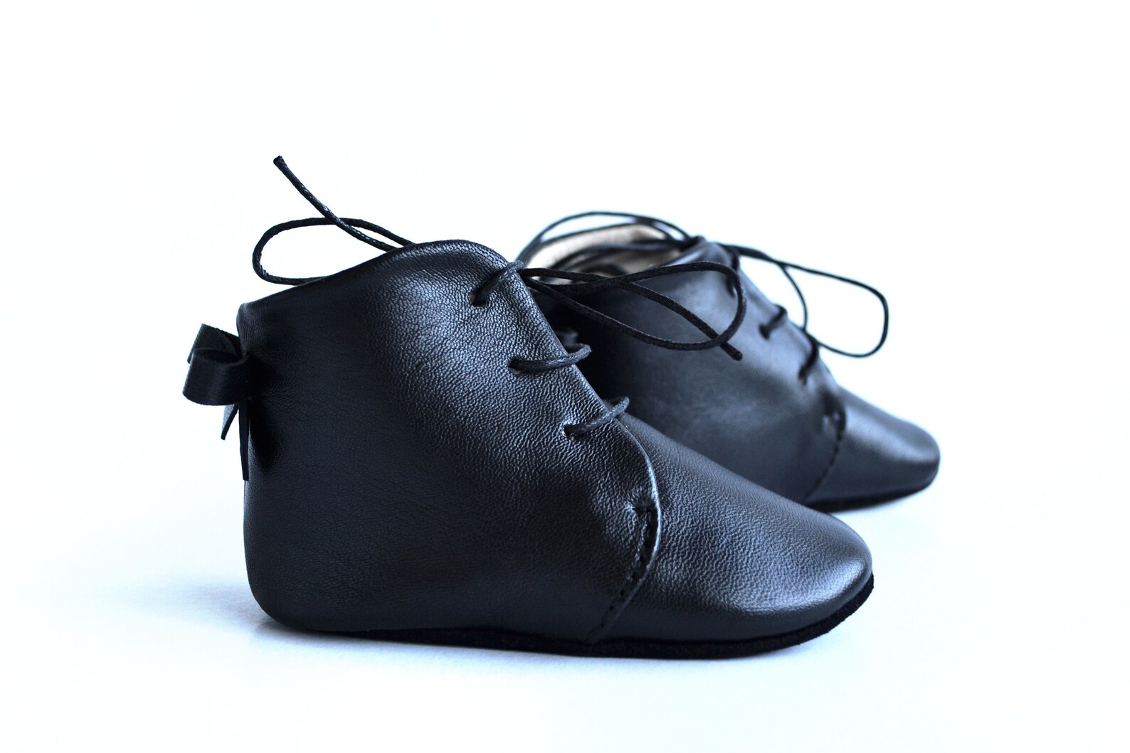 Black Baby Shoes, Leather Baby Girl Booties, Infant Booties, Booties