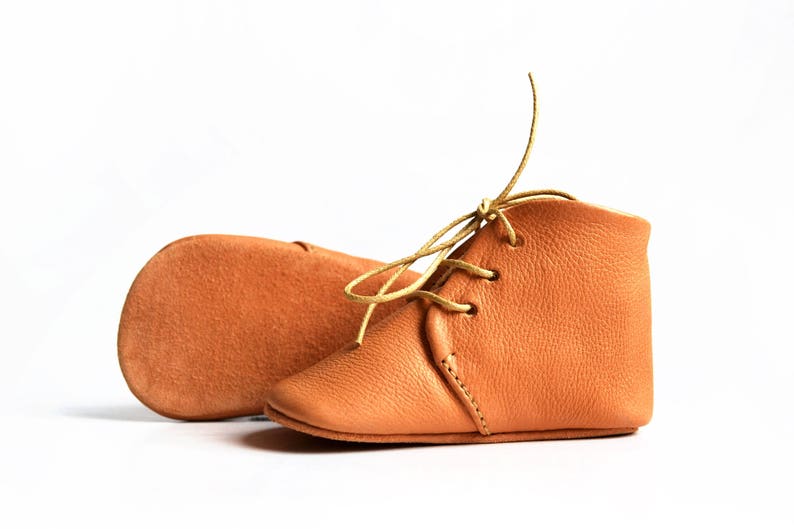 Baby leather booties Caramel baby shoes Gender neutral