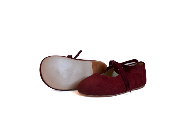 Toddler Girl Suede Leather Mary Jane Red Shoes With Hard Sole