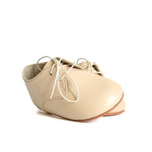 Kids leather derby shoes for boys and girls, Beige leather shoes for toddler, Boy&#39;s birthday shoes, Boy&#39;s wedding shoes, Kids wedding shoes