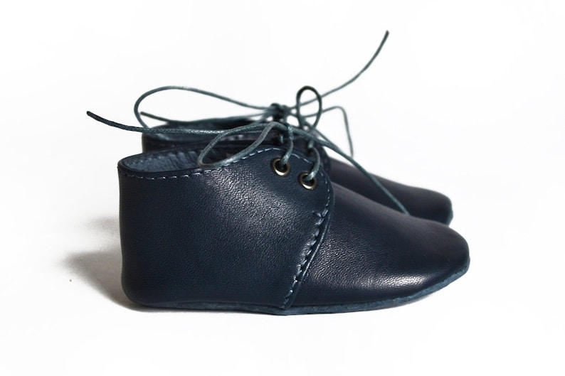 Navy Blue Baby Shoes, Baby Boy Leather Shoes, Baby Boy Oxfords, Soft ...