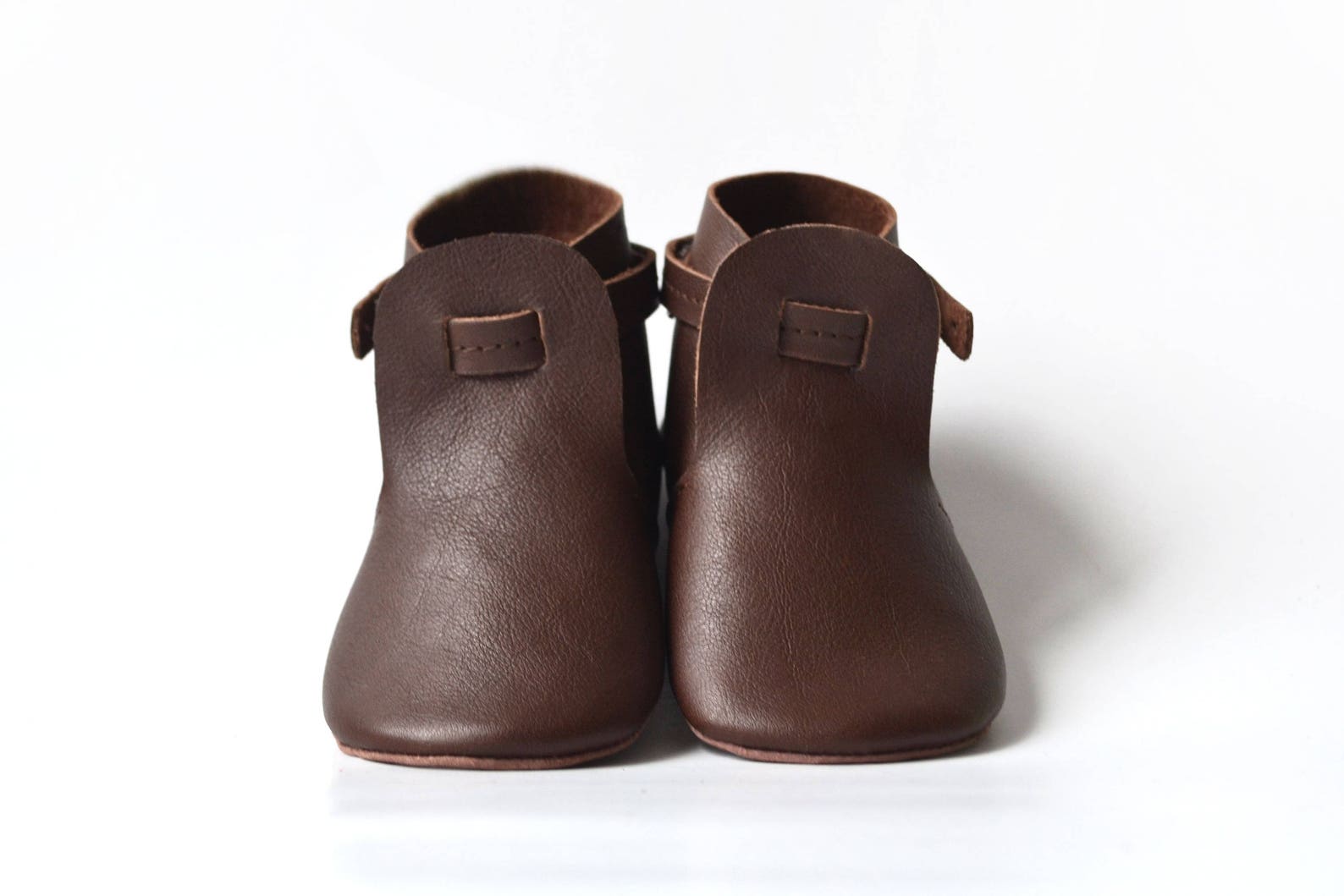Boy Infant Brown Beige Booties with Dual Velcro for Tiny Steps & Crawling main image 0