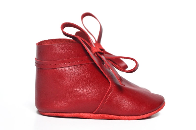 Red baby girl booties Baby leather booties Newborn booties Etsy