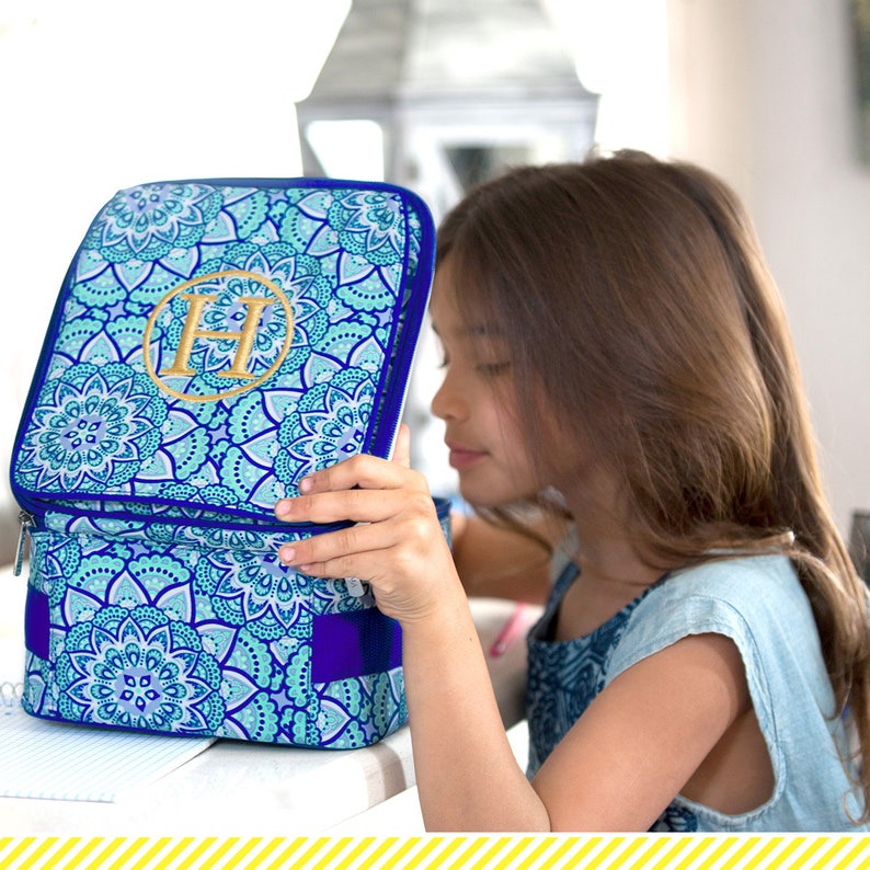 Monogrammed Day Dream Backpack lunchbox and pencil case~ Monogrammed girls backpack lunch box and pencil case~ Back to school backpack
