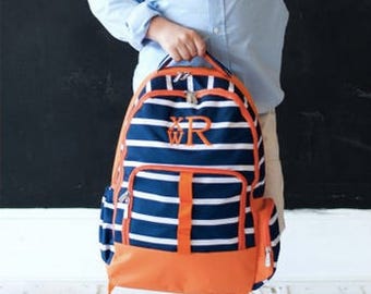 Monogrammed Lined up Backpack ~ Monogrammed boys backpack ~ Back to school backpack