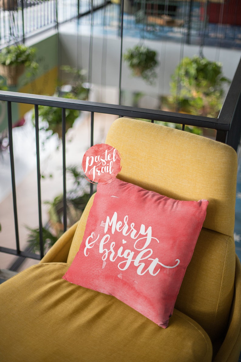 Merry & Bright Red Throw Pillow Cover Living Room Throw Etsy