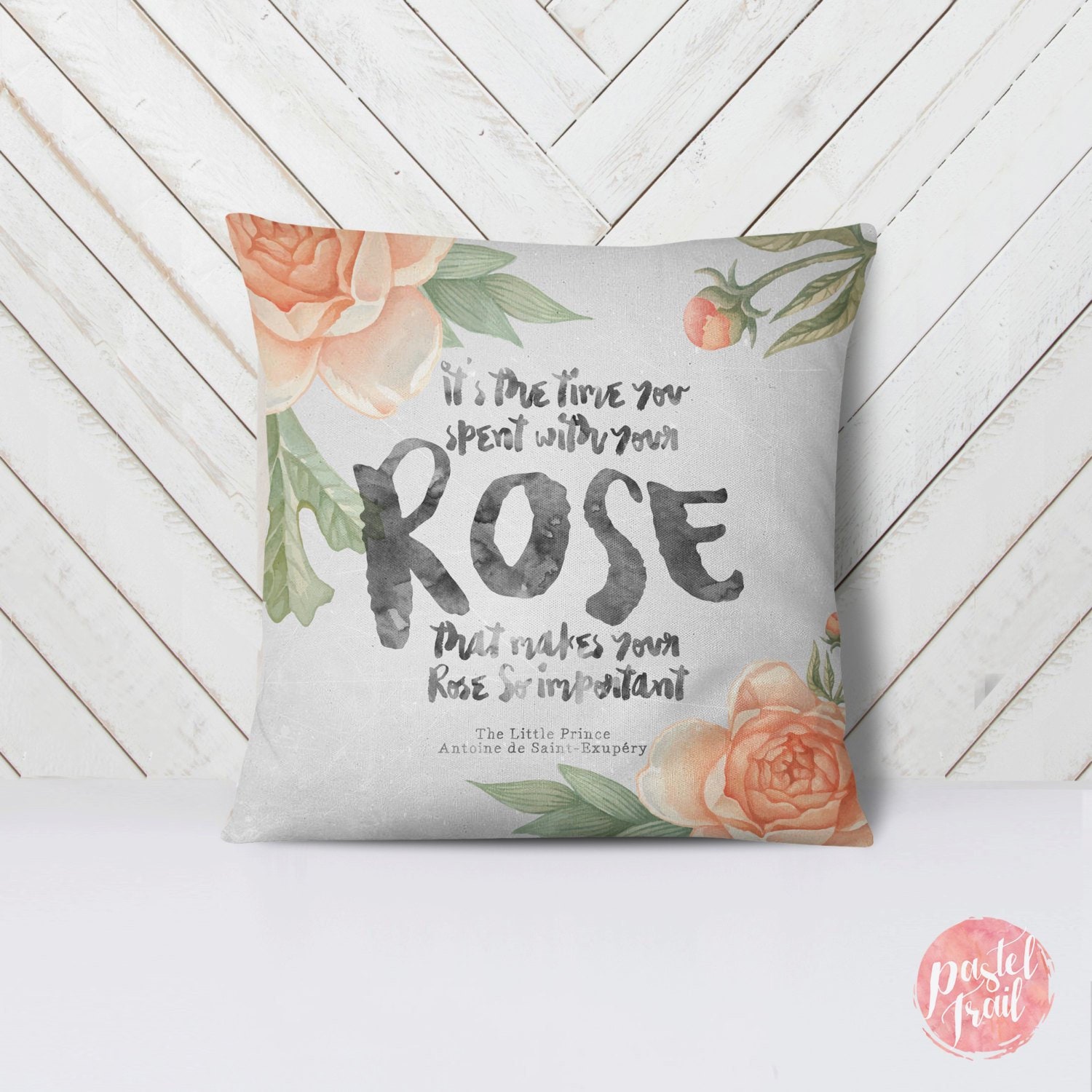 Floral Rose Zitat Der Kleine Prinz Werfen Kissenbezug Etsy