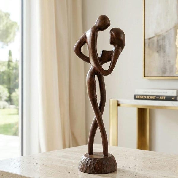 Holzskulptur „Im Jazz-Stil“ – Boho-Wohndekoration