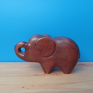 Wood sculpture Baby Elephant- handcarved wood statuette