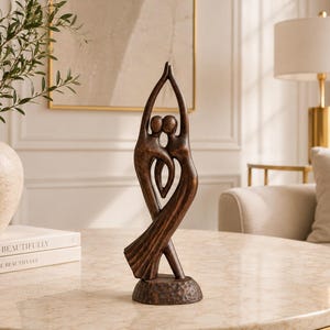 Modern Wood statue "Unity" - boho home decor - wood carving coulpe sculpture - wedding gift idea
