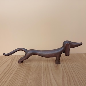 Dog sculpture from wood Dachshund Wood sculpture dog figurine boho art