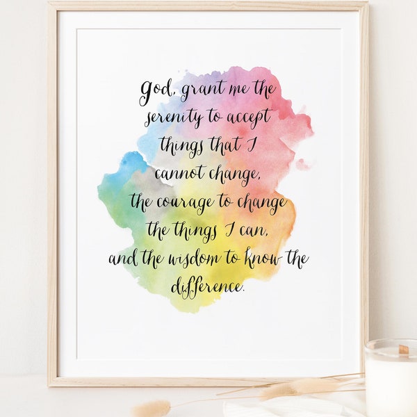 Serenity Prayer Wall Art "God grant me the serenity" and "Wisdom to know the difference" Inspirational Decoration