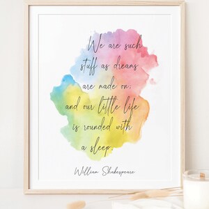 We Are Such Stuff as Dream Are Made on - Shakespeare Literary Art Print, The Tempest Quote, esl classroom, literature quote poster