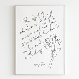 Education Quote, Henry Ford Quote &quot;The object of education&quot; Classroom Decor, Classroom Quote, Teaching Decor, Learning Quote