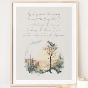 Serenity Prayer Wall Art Download - God Grant me the Serenity Wisdom to know the Unterschied, Therapie Büro Dekor, Alkoholiker anonym,