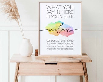 Confidentiality Sign Print - Counseling Office Wall Art, Psych Office Decor, Counseling Office Decor Signs, Therapist Wall Art