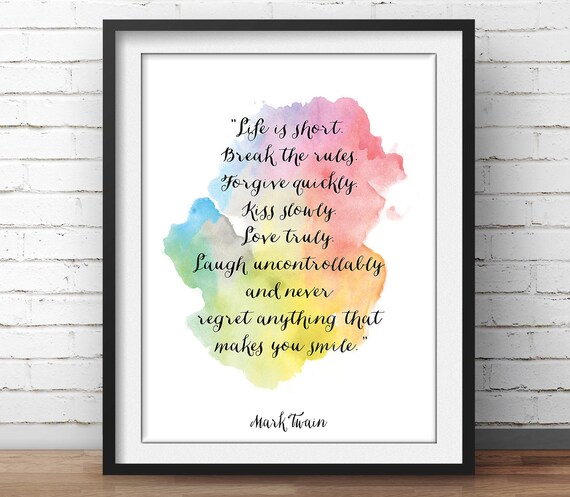 Mark Twain Zitat Poster Leben Ist Kurz Die Etsy