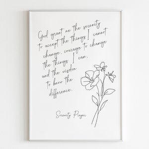 Serenity Prayer Wandkunst "Gott gewähren mir die Gelassenheit" und "Wisdom to know the different""