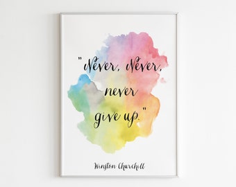 Winston Churchill-citatposter | Akvarelltryck (digital nedladdning)