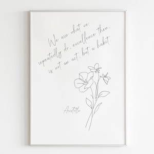 Aristotle Poster Quote &quot;Excellence is a habit&quot; Workplace Poster Printable Decor Philosophy Print Philosopher Decor Office Decor