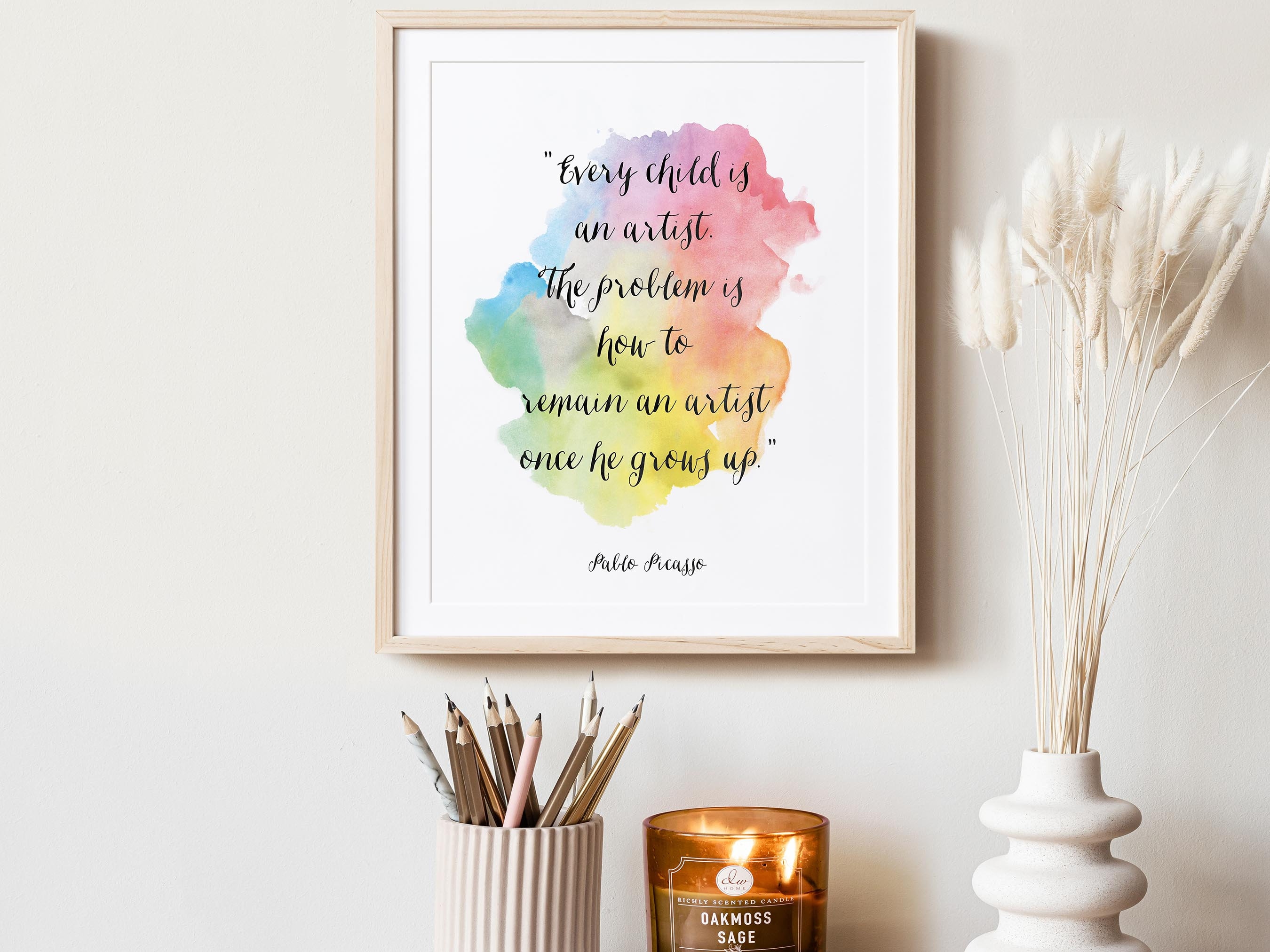 Pablo Picasso Quote Poster every Child is an Artist Artist Quote Creativity  Quote Watercolor Painter Quotes Print - Etsy