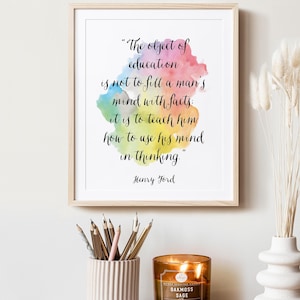 Education Quote, Henry Ford Quote &quot;The object of education&quot; Classroom Decor Classroom Quote Schoolroom Decor Teaching Decor Learning Quote