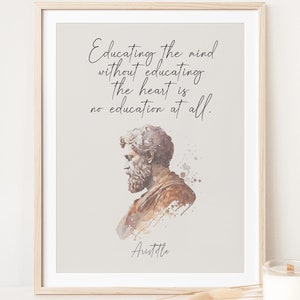 Aristotle Quote &quot;Educating the mind without educating the heart&quot; Education Quote, Printable Teacher Gift Printable Watercolor Wall Art Decor