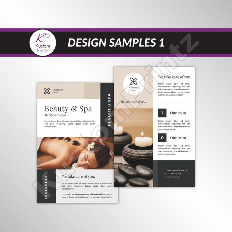 May include: A brochure for a beauty and spa resort. The brochure features a woman receiving a spa treatment with hot stones. The text on the brochure says "Beauty & Spa" and "We take care of you".