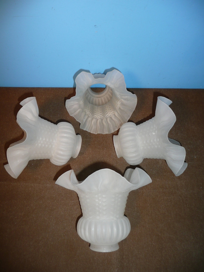 4 Vintage Ceiling Fan Light Chandelier Frosted Glass Shades Antique Mid Century Sconce Lamp