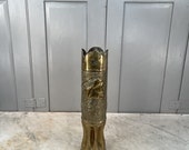 Antique WW1 Trench Art brass vase with ivy leaves pattern