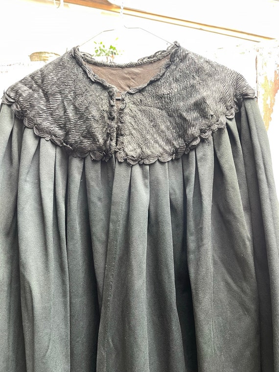 Antique Dutch handmade long black wool cape cloak… - image 2