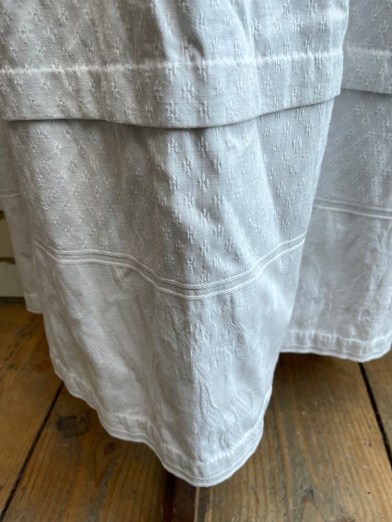 Antique French white cotton pique Marcella skirt … - image 6