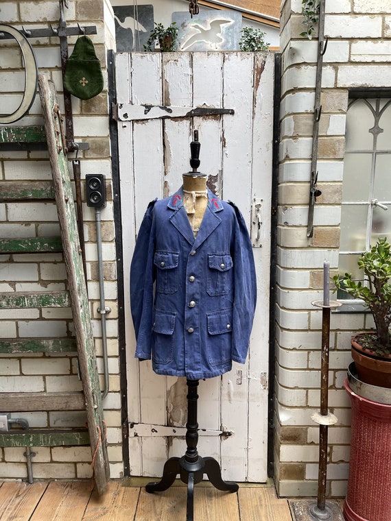 Antique French Blue Cotton Sapeurs Pompiers Firefighters Firemans
