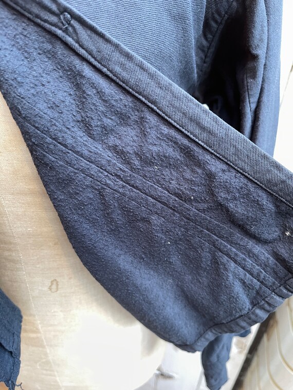 Antique French black brushed cotton blouse size M… - image 10