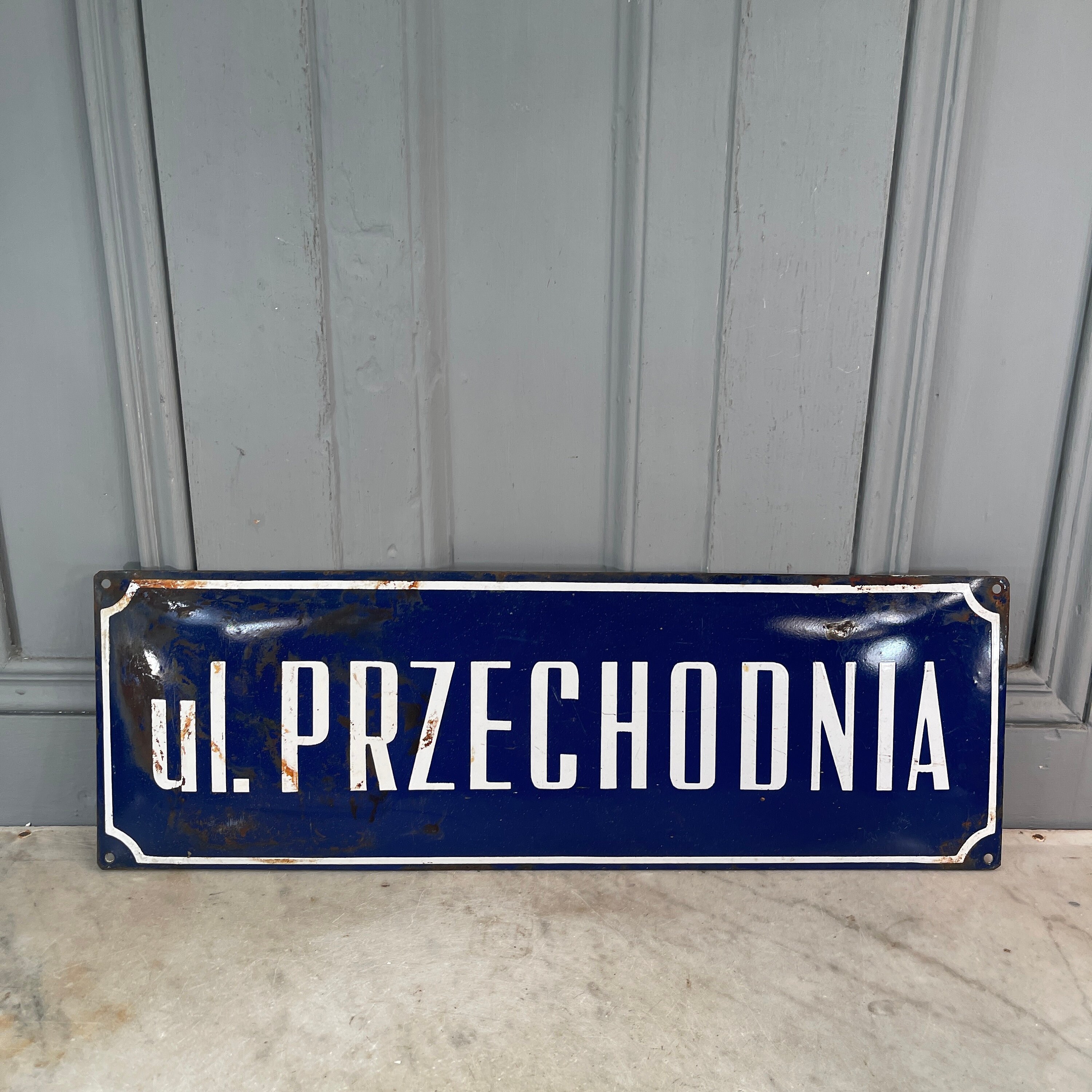 Antique Polish Blue Enamel Street Sign Ul. Przechodnia - Etsy