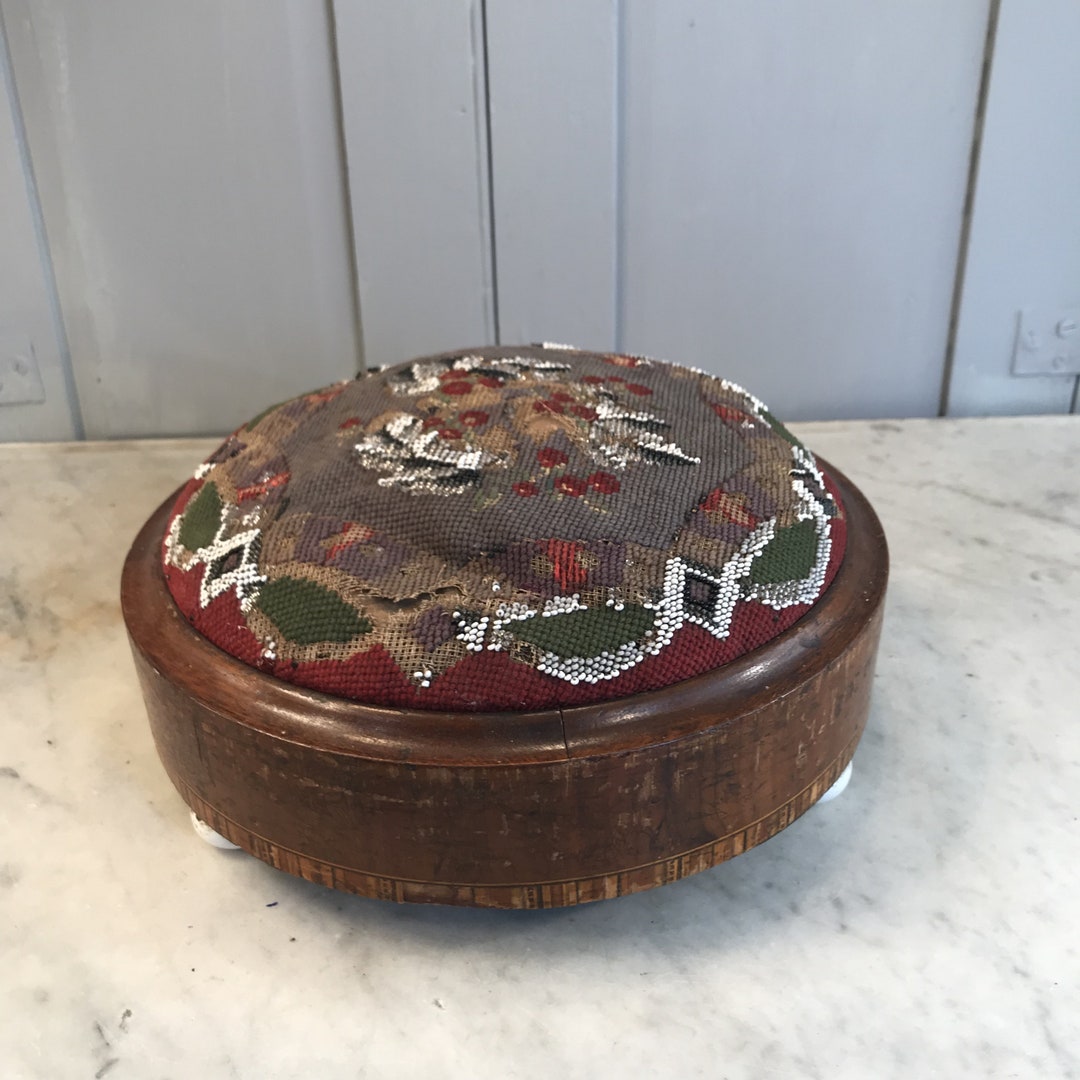 Antique Victorian Beaded Footstool Etsy
