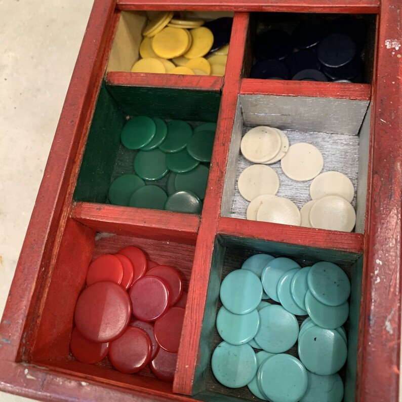 Antique Vintage Box of Gaming Counters Etsy