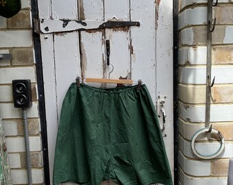 Antique French ladies green cotton French knickers shorts bloomers lingerie size M/L