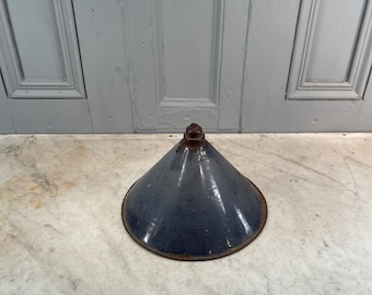 Antique blue conical enamel light shade loft light coolie industrial style