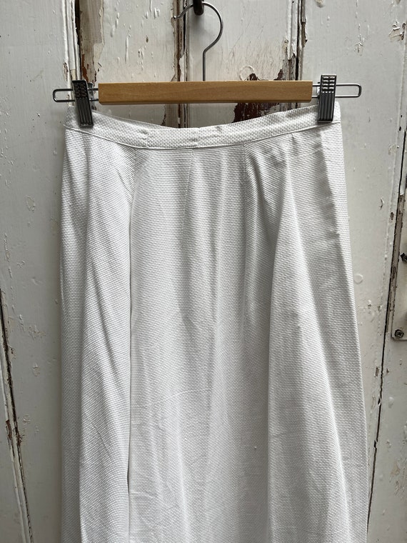 Antique French Long White Pique Cotton Skirt Underskirt With 