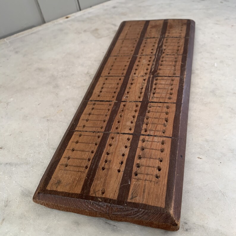 Antique large wooden cribbage board | Etsy