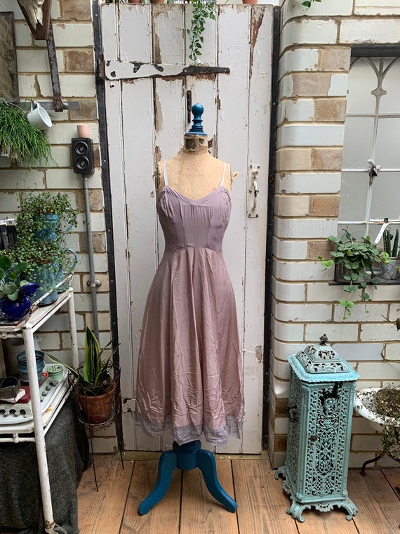 Vintage handmade mushroom colour slip dress size X