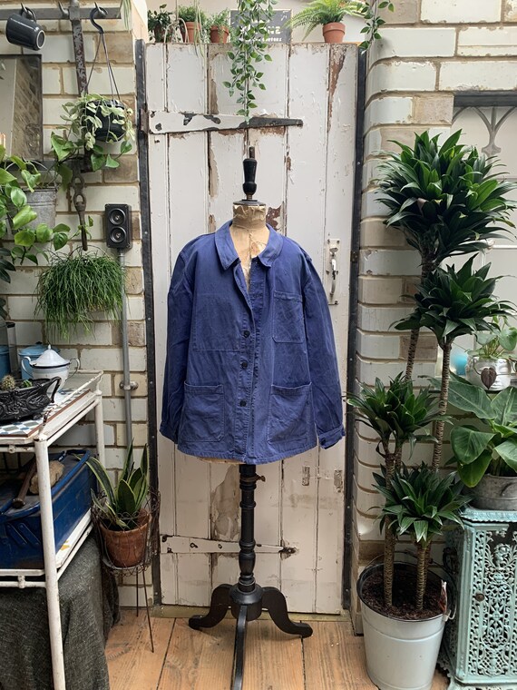 Antique vintage French workwear blue cotton chores