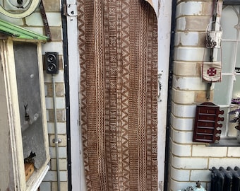 Antique hand printed hand dyed Bogolan mudcloth textile fabric tablecloth runner wrap scarf