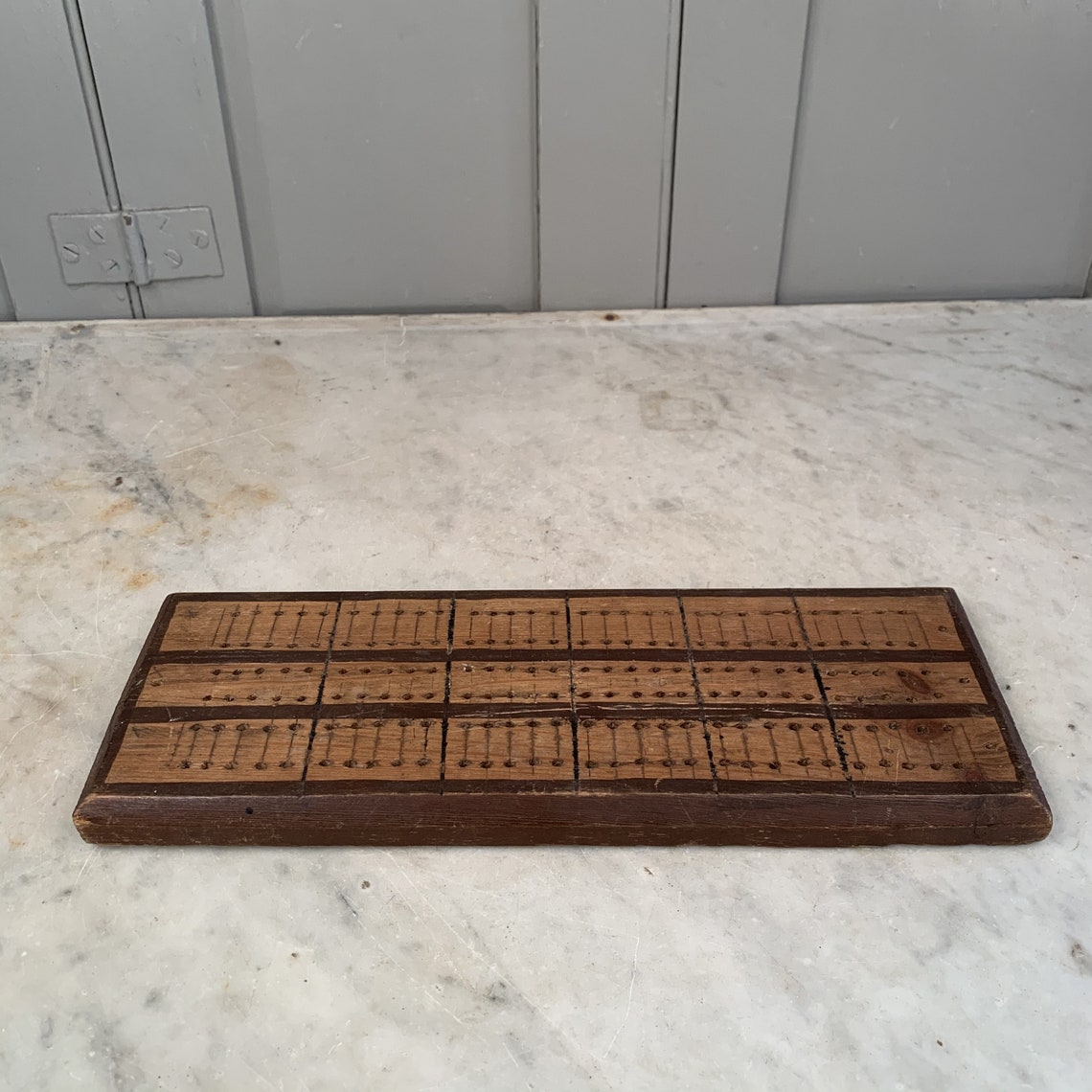 Antique large wooden cribbage board | Etsy