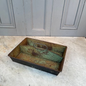 Antique Victorian Toleware metal cutlery tray